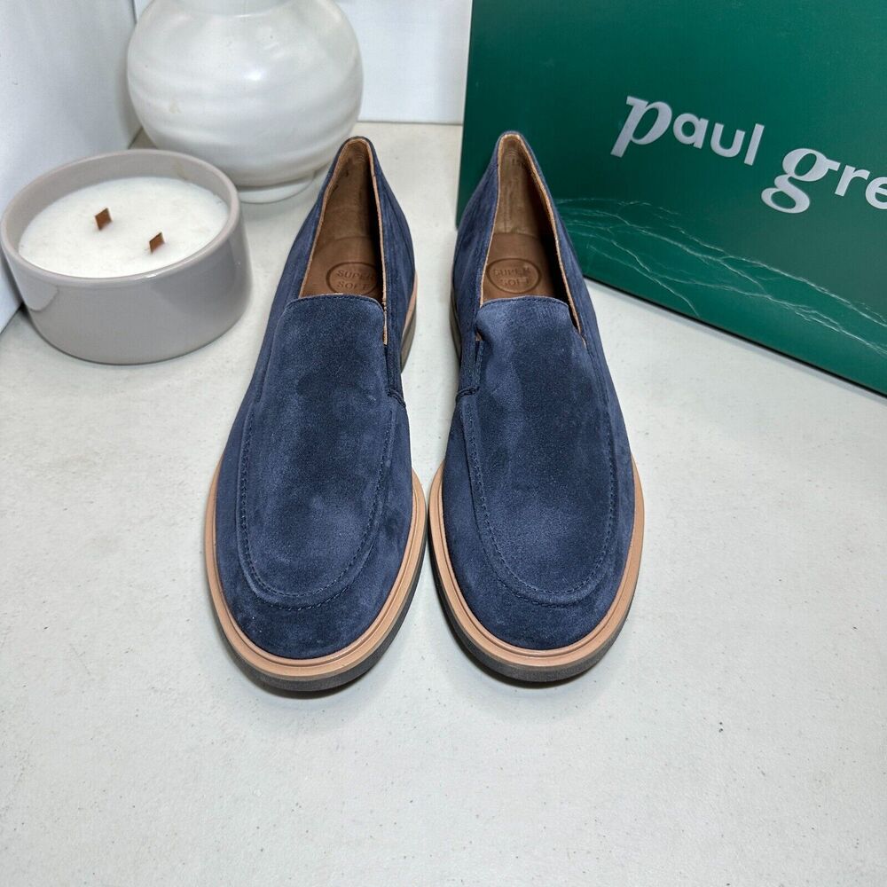 Paul Green Shelby Moc Toe Slip-On Flat Shoe Space Suede Blue Women 6.5 Tried On - Picture 3 of 10